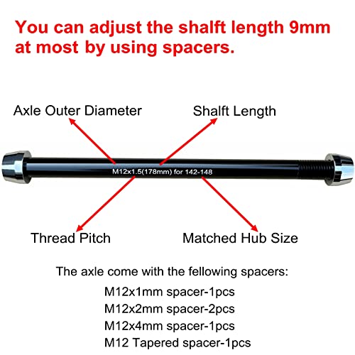 Bike Trainer Thru Axle Adapter For Kinetic Saris Cycleops Elite Tacx Indoor Trainers 12Mm Axle 1.0/1.5/1.75 Thread Pitch Multiple Length (M12 167-1.5) #TOP2