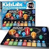 KidzLabs - Póster Iluminado del Sistema Solar 3D - Construye tu Propio Tablero de proyectos de Feria de Ciencia y aprende sobre el Sistema Solar, para niños a Partir de 5 años