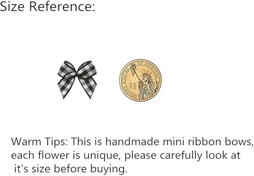 Miniatura 8 de VIVIQUEN 50 mini lazos de cinta a cuadros, flores a cuadros, lazos de cinta a cuadros, apliques de bricolaje para costura, álbumes de recortes,