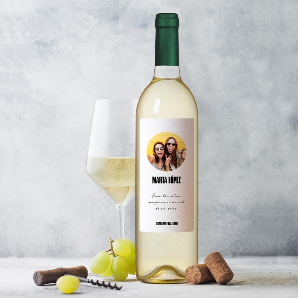 Botella de Vino Personalizada Caja Regalo Pareja San Valentín Cumpleaños Blanco Verdejo 1 Botella