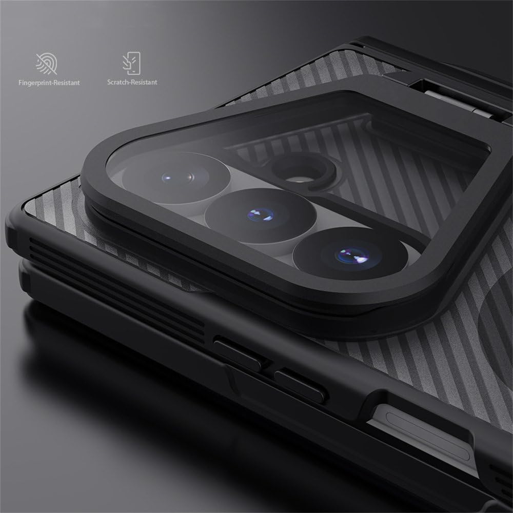 Custodia protettiva magnetica antiurto in PC per Samsung Galaxy Z Fold 8 Ultra, con supporto per obiettivo in lega di alluminio, colore nero, per Samsung Galaxy Z Fold 8 Ultra
