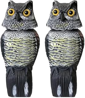 RIEGOLUX Búho Espantapájaros, Gira la Cabeza con el Viento, Sin Pilas, Color Marrón, Búho Espantapájaros, Marrón, Altura de 39 cm, Ahuyenta Las Aves (Paquete de 2)