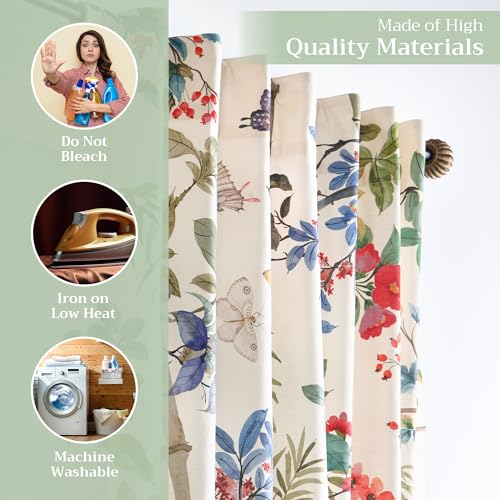 Image of Maison d' Hermine Curtains for Living Room 100% Cotton 50 inchx108 inch (Pack of 1) | 108 inches long Light Filtering Curtains for Windows Bedroom with Rod and Loop Pockets - Canne - Light Beige