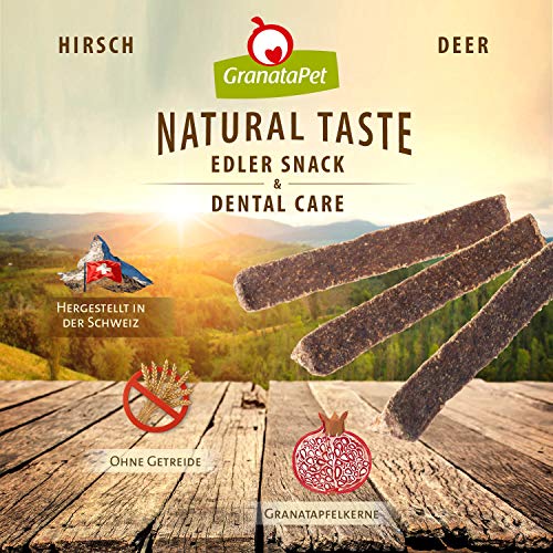 GranataPet Natural Taste Edler Snack Hirsch Zahnpflege, Hundeleckerli ohne Getreide & ohne Zuckerzusätze, Belohnung für zwischendurch, schmackhafter Hundesnack, 70 g
