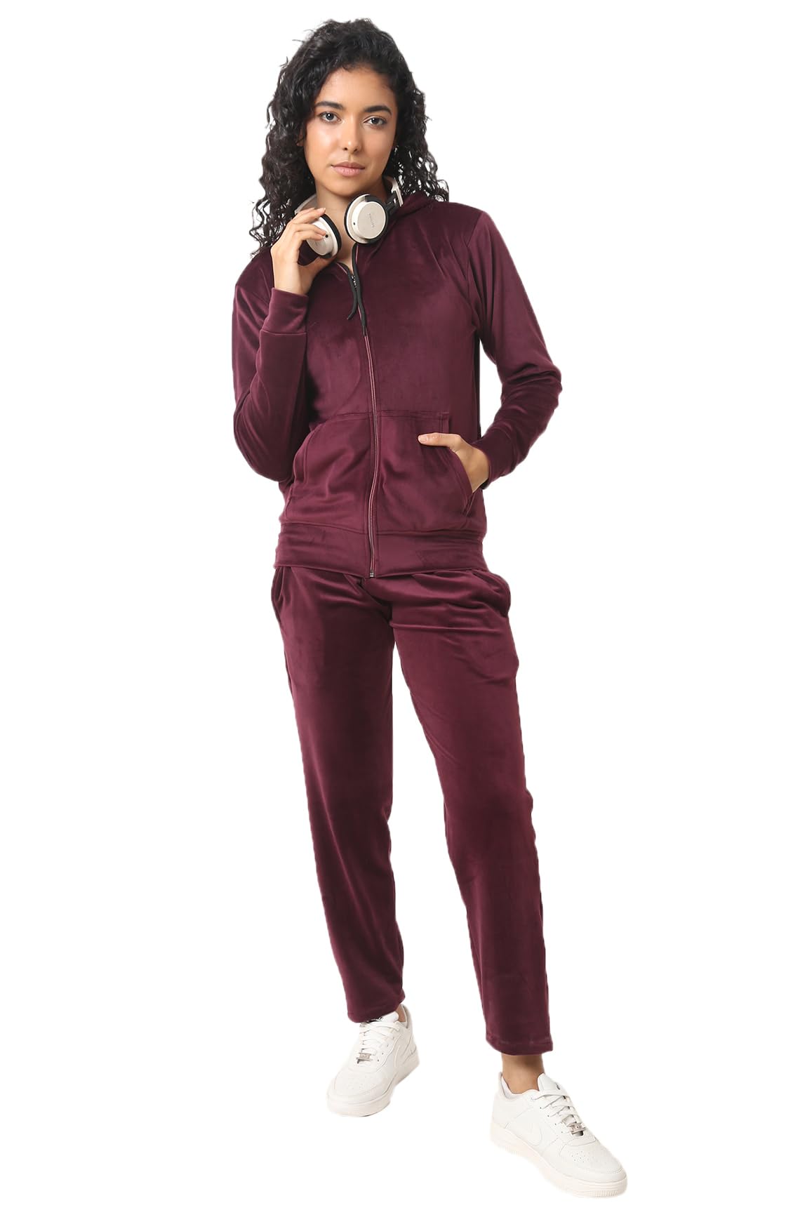 nivik Solid Super Soft Velvet Fabric Women Jacket with Hood & Payjama Set Track Suit/Night Suit-picture-23