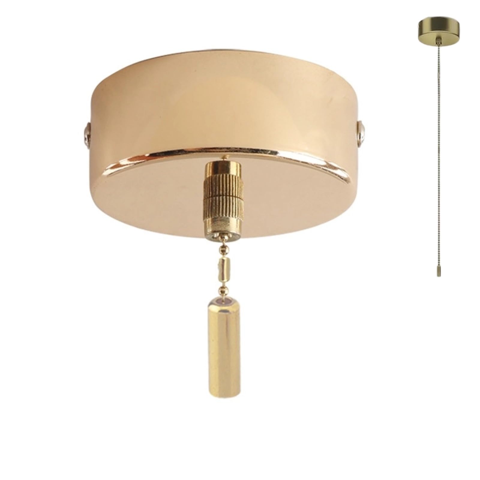 REZSOVEE Elegant Gold Pull Cord Light Switch for Bathroom, 150cm Chain Kit, Ceiling Light Pull Cord Switch Compatible with Chandeliers & Pendant Lights