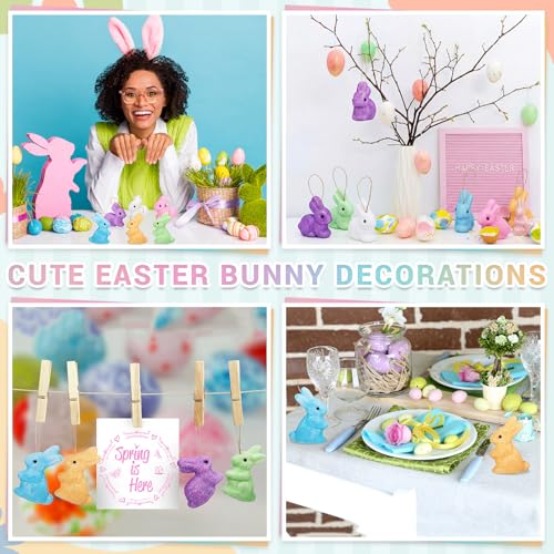 Set 6 Adornos Conejos de Pascua para Árbol miniatura 6
