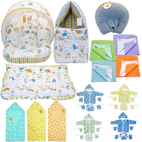 Image of Fareto Infantbond Newborn Baby Bedding Essentials | Daily Needs Items | Hopsital kit Ready Combo | Baby Products All (Pack of 32) (0-6months) (Goodnight Blue)