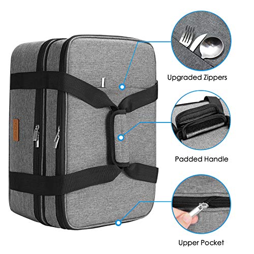 Lhzk Double Decker Insulated Casserole Carrier For Hot Or Cold Food, Expandable Hot Food Carrier, Lasagna Holder Tote For Potluck Parties, Picnic, Beach, Fits 11 X 15 Or 9 X 13 Baking Dish (Grey) #TOP6