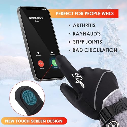 Telguua Guanti Riscaldati Per Uomini Donna,7.4V 5500Mah Ricaricabili Guanti Riscaldanti Elettrici 3 Livelli Di Riscaldamento Touchscreen Con Riscaldamento Dita Per Moto Sci - 4