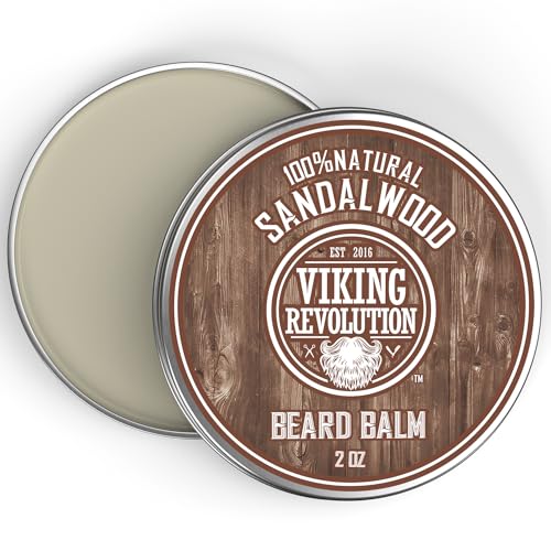 Viking Revolution Sandalwood Beard Balm - Beard Butter with Argan Oil, Beard Softener for Men with Jojoba Oil - Beard Moisturizer for Men with Beeswax - Beard Wax for Men (2oz, 1 Pack) - Image 8