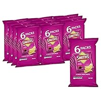 Smith's Salt & Vinegar Crinkle Cut Potato Chips Multipack, 12 Packs (6 x 19 Grams) - 72 Single Serves