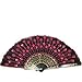 PULABO   Éventail rose décorative de ventilateur de main de tissu de Sequin de modèle de paon rentable et durable haute qualité