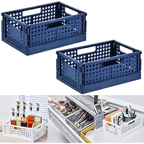 Cestas de almacenamiento plegables de plástico para cocina - Azul Cover