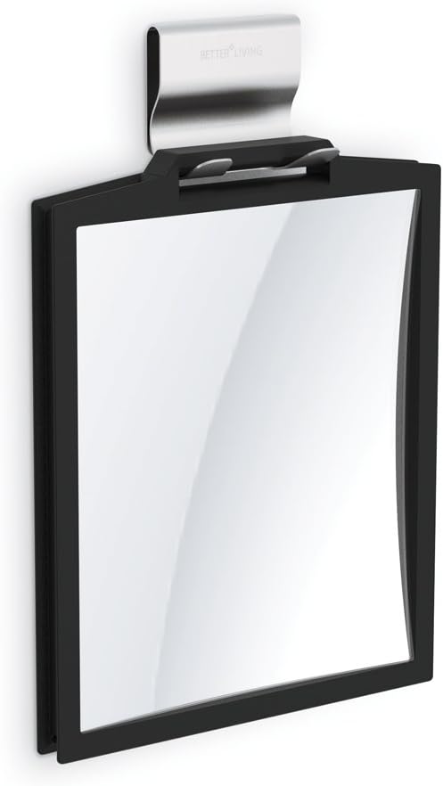 Black Double-Sided Fogless Magnifying Shower Mirror
