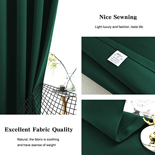 JSFLY Blackout Curtains for Bedroom Thermal Insulated Light Blocking Room Darkening Curtains Solid Grommet Window Drapes for Living Room, Set of 2 Curtain Panels 52 W x 84 L inch Long Hunter Green by JSFLY - Image 4