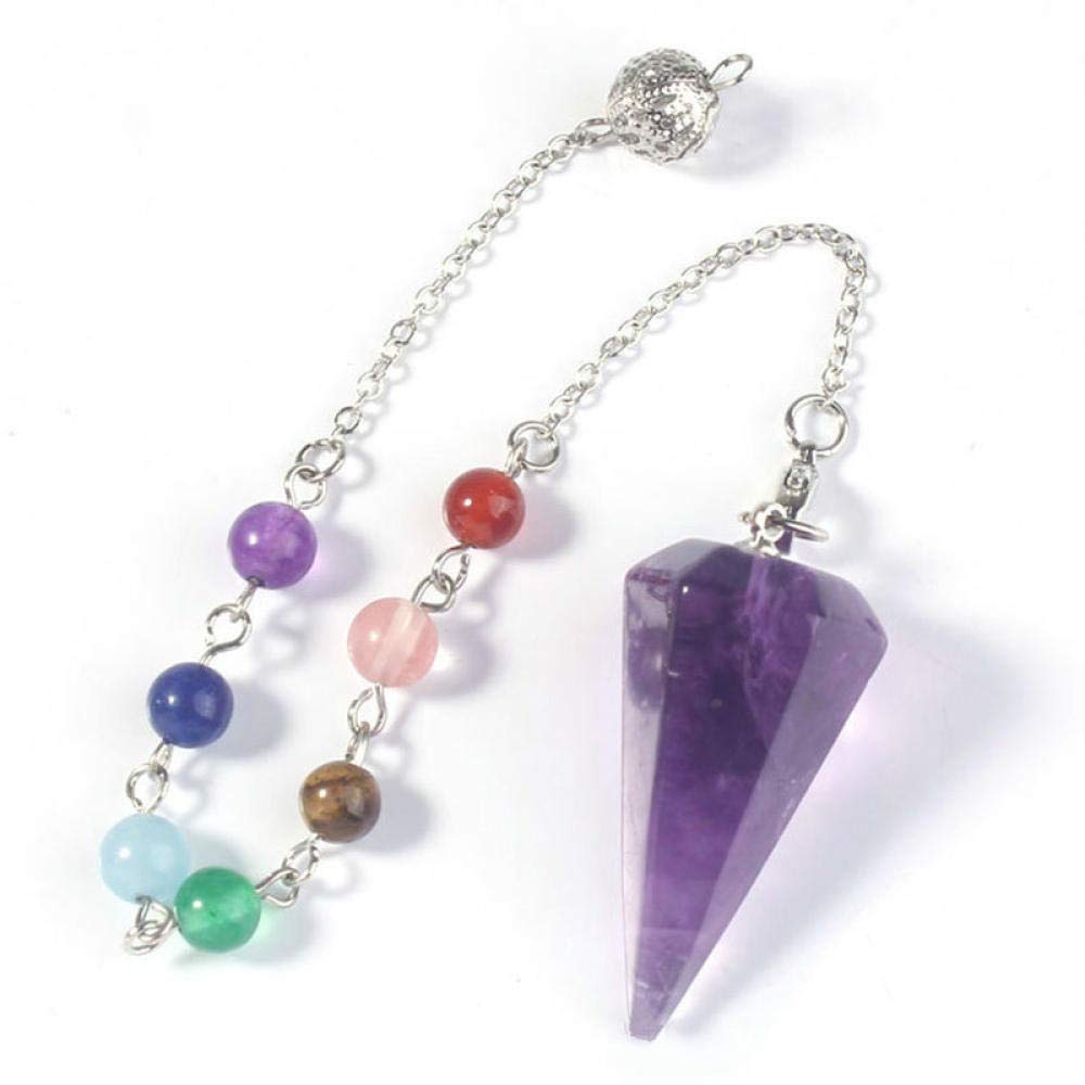 Natürlicher Kristall Sechseckiger Kegel Anhänger Pendel für Männer Frauen Rosa Quarz Lapis Opal Edelstein Schmuck-Klares Kristall Chakra