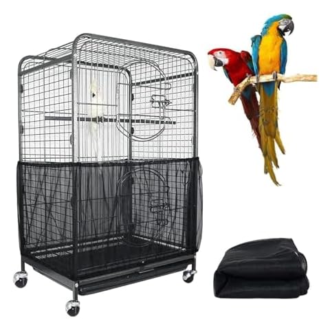ASOCEA Extra Large Bird Cage Seed Catcher Guard Universal Birdcage Cover Nylon Mesh Net for Parrot Parakeet Macaw Lovebird African Grey Cover