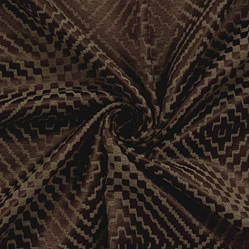 Image of Story@Home Bloom Collection Jacquard Lavish and Modern Rich Geometric Print 1 Piece Eyelet Ring top Window Curtain for Bedroom and Hall - 5 Feet, Geometric Brown