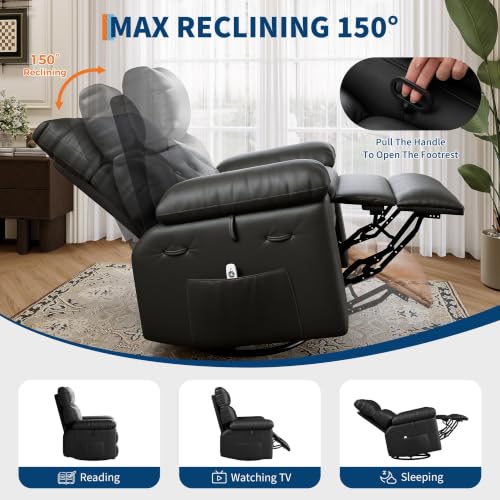 Image of GarveeHome Leather Manual Recliner Chair for Adults - Heat and Massage
