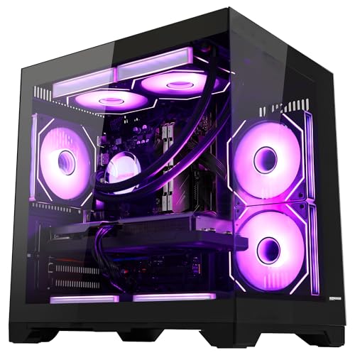 Image of Panorama Gaming PC, Desktop AMD Ryzen 5 9600X 6-Core 3.9GHz, RTX 5050 8GB, 32GB DDR5 RAM 6000MHz,1TB PCIe +1TB SATA SSD, WiFi&BT Prebuilt PC 650W PSU,Liquid Cooler,Windows 11
