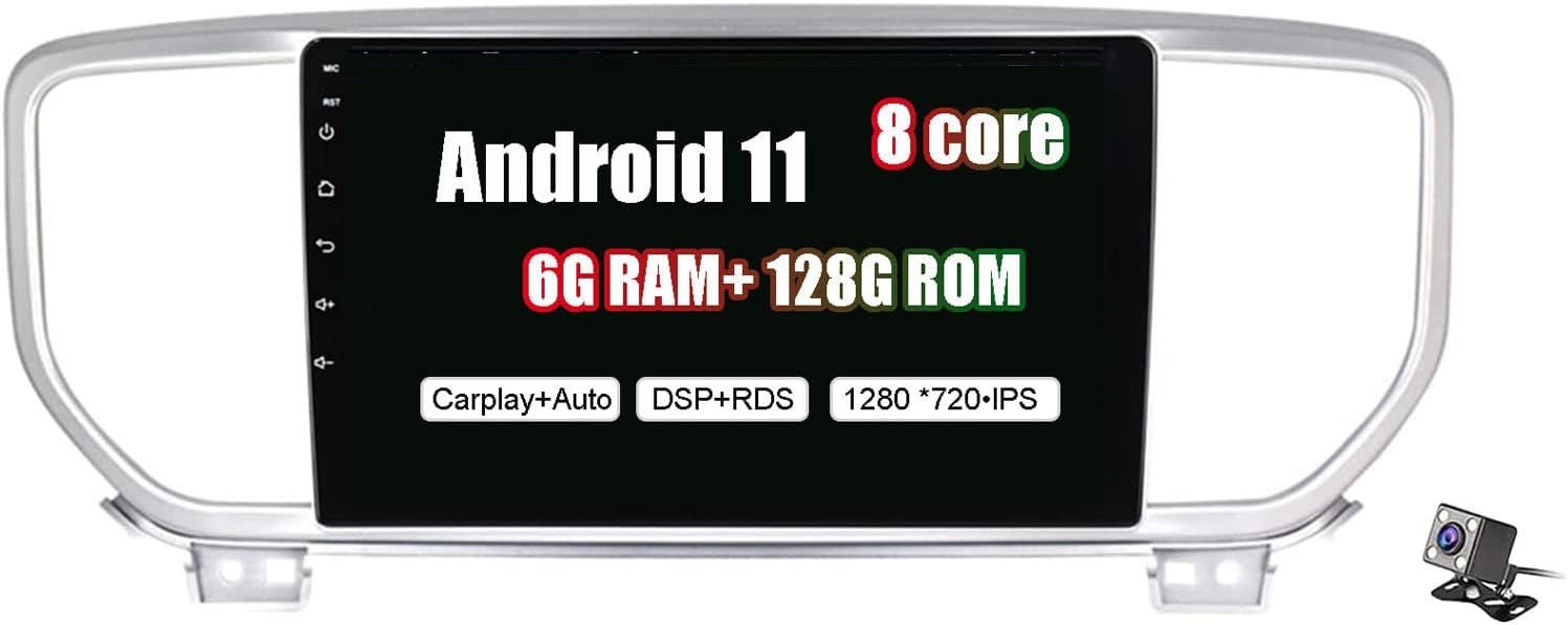 9 inch Double Din Android 11 Car Stereo RDS FM Car Radio for Sportage4 KX5 2016 2017 2018 with Rear Camera WiFi BT Carplay DSP Suppot SWC GPS DVD Multimedia Player