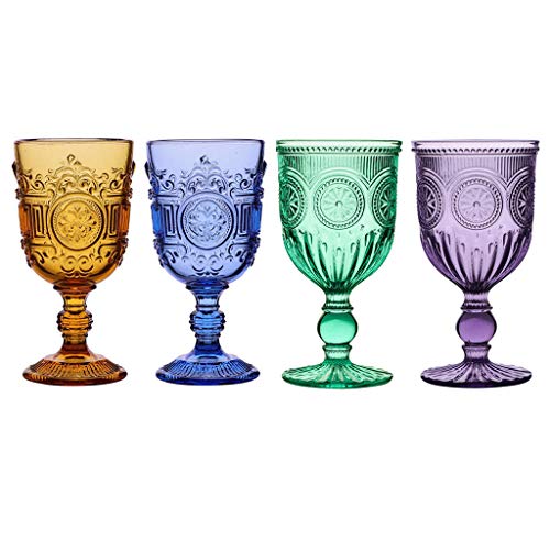 Wine Goblet Set Embossed 300ml Wine Glasses Dishwasher Safe Alfresco Dining Glassware