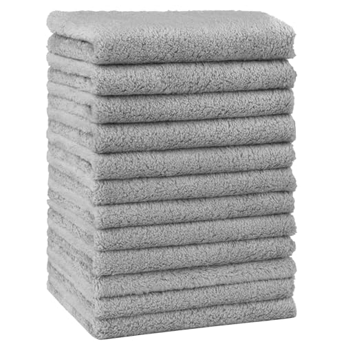 Image of HOMEXCEL Baby Washcloths 12 Pack-Microfiber Coral Fleece Baby Bath Face Towel 7 x 9 Inch Extra Absorbent Soft Burp Cloth and Wash Cloths for Newborn-Infants and Toddlers-Gentle On Sensitive Skin,Grey