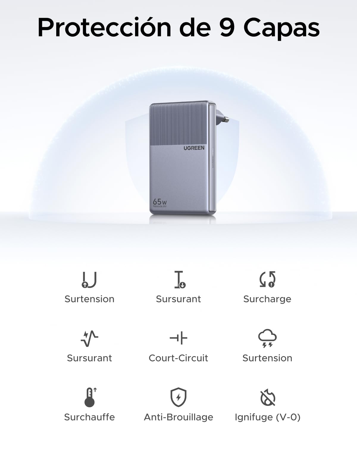 UGREEN Nexode Air 65W Cargador USB C Carga Rápida Ultra Slim Adaptador | 3 Puertos PD 3.0 PPS 25W Compatible con iPhone 17 Pro Max Air 16 15 14 13 Galaxy S26 25 24 Pixel 10 Pro iPad MacBook Air