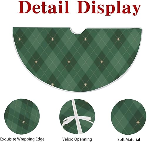 Miniatura 3 de Faldas de árbol de Navidad de 47 pulgadas, rombo de Navidad verde, a cuadros, decoración de árbol blanco de Navidad para casa nacimiento de Jesús