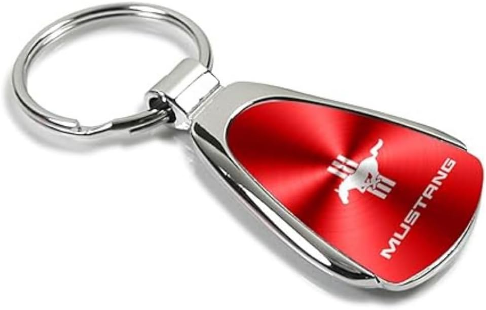 AU-TOMOTIVE GOLD, INC. Officially Licensed Red Teardrop Key Chain for Ford Mustang Tri-Bar - Image 2