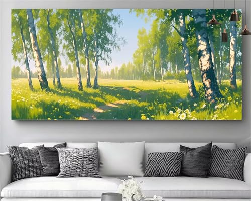 Peinture Diamant Point de Croix M136 : Décorez Votre Salon avec un Canevas Forêt 40x120cm