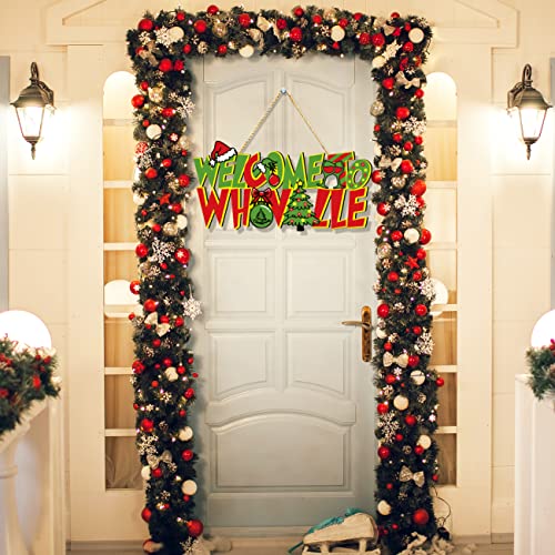 Whoville Christmas Door Hanging Signs Welcome To Whoville Wooden Hanging Sign Christmas Tree Ornaments Front Door Decorations Christmas Grinch Themed Party Decor Supplies Indoor Outdoor #TOP2