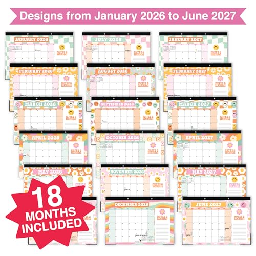 Image of Hadley Designs Large Teacher Desk Calendar 2026-2027 - Desktop Calendar 2026, 18-Month Academic Desk Calendars for School, Home & Office, Cute Classroom Must Haves, Back to School Teacher Gifts