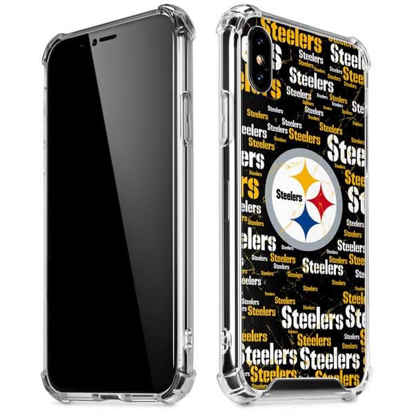 Skinit Clear Phone Case Compatible with iPhone Xs Max - Officially Licensed NFL Pittsburgh Steelers Black Blast Design