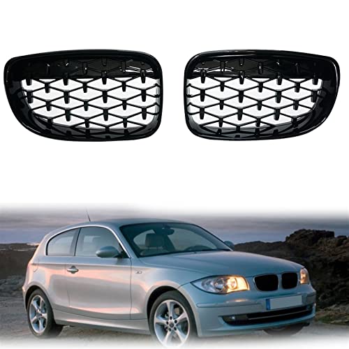 Grilles rein diamant noir brillant pour BMW Série 1 E81 E87 E82 E88