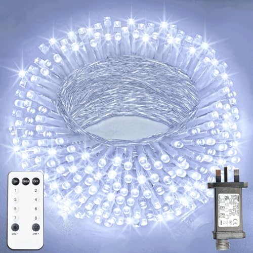 XmasBokeh Fairy Lights 100 LED Cool White Christmas String Lights Timer 8 Modes