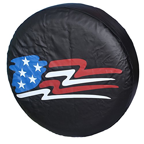 HEALiNK Spare Tire Cover,PVC Leather Waterproof Dust-Proof American Flag Rv Wheel Covers for Jeep Liberty Wrangler SUV Camper Travel Trailer Accessories (17 inch for Tire Φ 31"-33") - Thumbnail 5