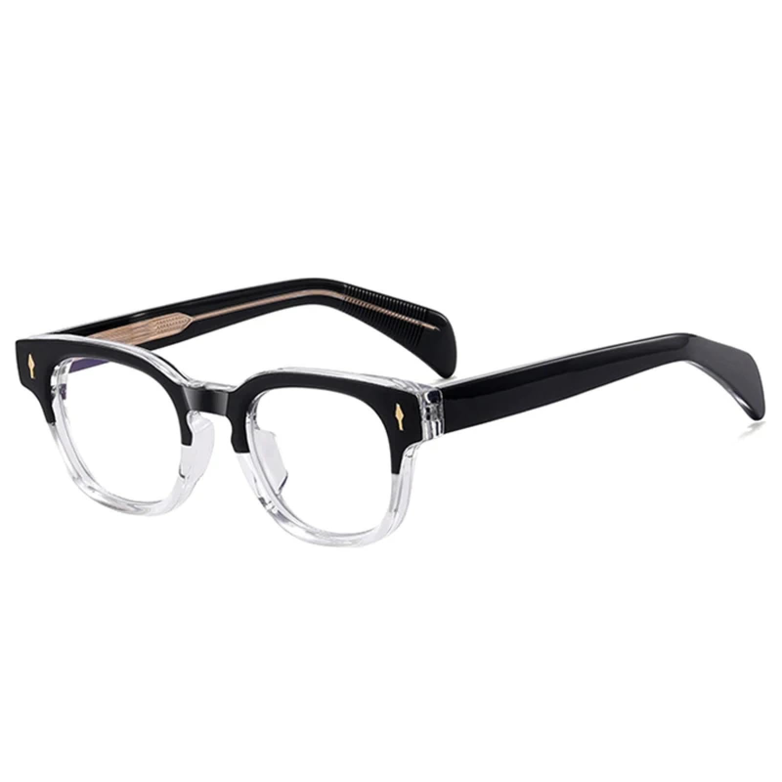 Montatura per occhiali da donna alla moda, retrò, trasparente, da uomo, con cerniera a molla e rivetti.