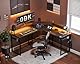 ODK Gaming Tisch 129x129 cm, Gaming Schreibtisch mit LED, PC Tisch Gaming mit 2 Steckdosen und 2 USB Ladeanschluss, Computertisch mit großzügiger Monitorablage, Kohlefaser Schwarz