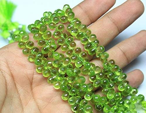 1 Strand Peridot Tear Drop Faceted 10'' Long Strand Gemstone Beads, Jewelry Supplies for Jewelry Making, Bulk Beads, for Meditation Jewellery for Reiki Healing Mystic Gemstone Size 8mm