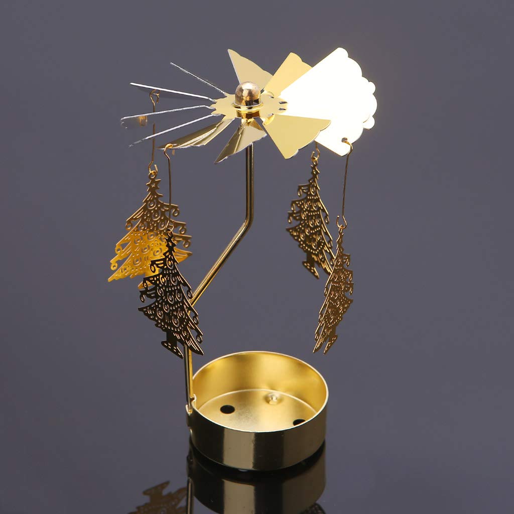 YIFEIJIAO,Spinning Rotary Carousel Tea Light Candle Holder Stand Light Gift Wedding Decor