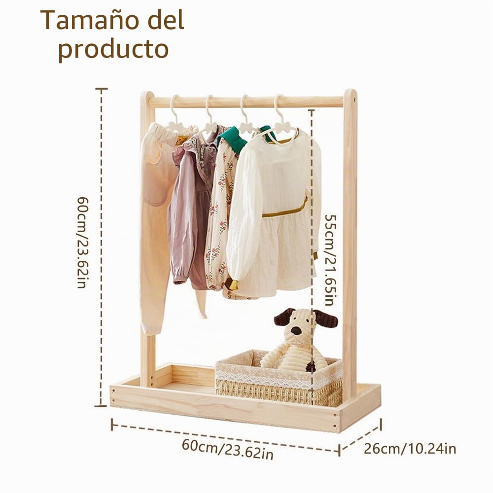 NUODWELL Perchero para Ropa de Bebé para Niños Pequeños, Soporte para Colgar Ropa de Mascotas, Perchero Simple de Piso para Almacenar Ropa, Sombreros para Niños y Zapatos (55 * 26 * 60 cm (Sin ruedas