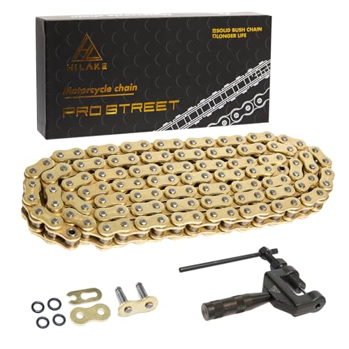 HIALKE Gold 525 X-Ring Chain 130 Links with Connecting Master Link and Chain Breaker(525HX-130L Chain Breaker Set)