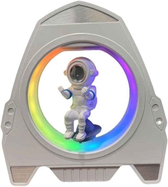 Levitating Astronaut Decor, 360° Rotating Floating Spaceman with RGB Colorful Light, Magnetic Levitation Desk Figurine, Cool Tech Gift for Home Office, Bedroom, Gaming Room