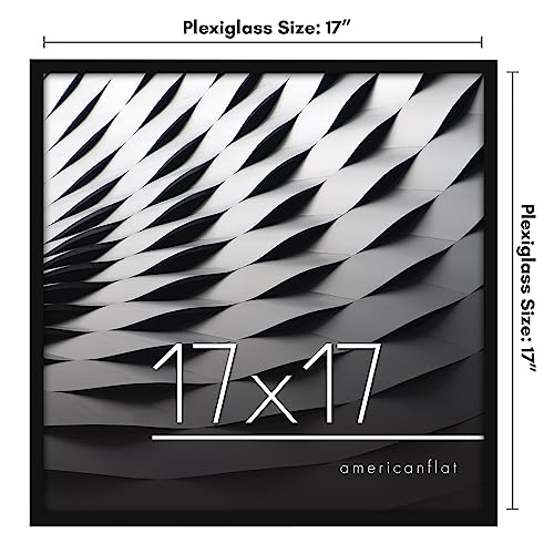 Americanflat 17x17 Picture Frame with Polished Plexiglass - Streamline Collection - Thin Border Square Frame for Wall Display - Hanging Hardware Included - Black