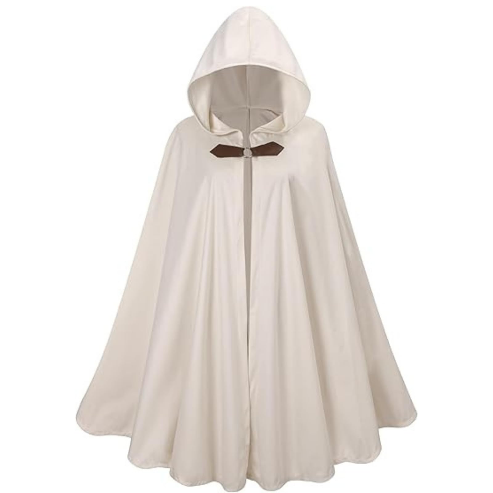 RRCBMD Mens Renaissance Medieval Hooded Cloak Victorian Steampunk Costume Cosplay Beige-100CM