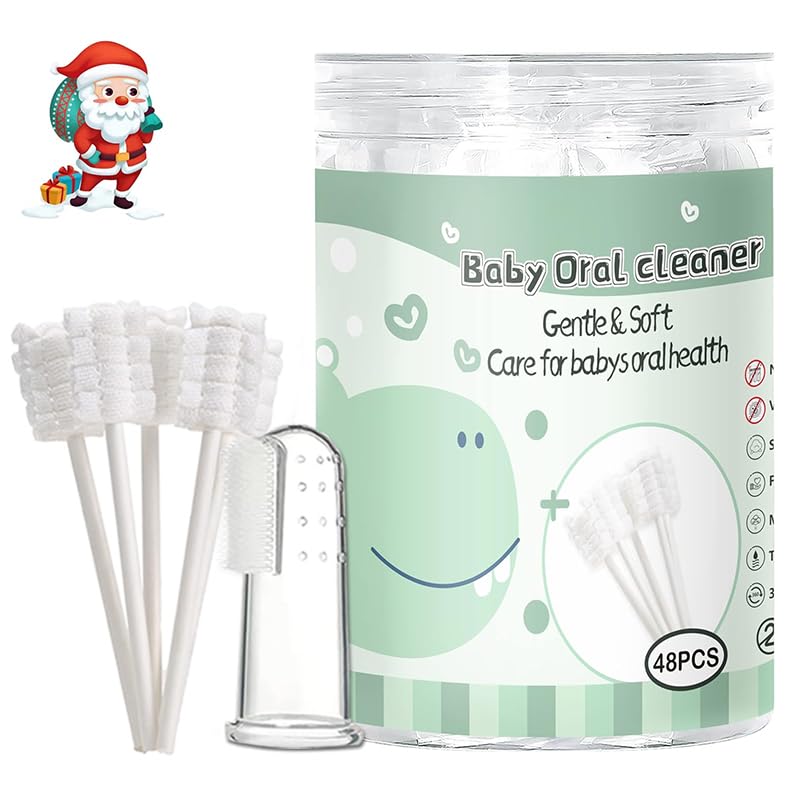 Image of 48PCS Toothbrush – Disposable Newborn Tongue Cleaner & Gum Cleaning Gauze, Oral Hygiene Care for 0-36 Months Baby (1 Pack)