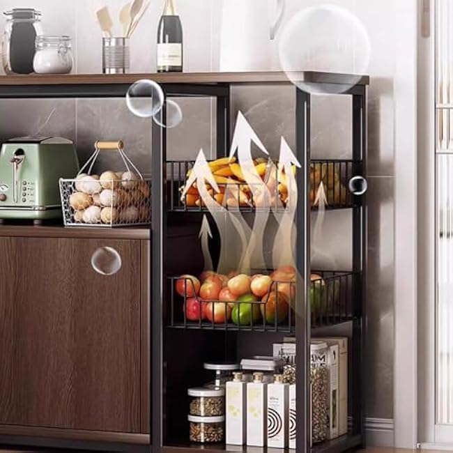 Kitchen Storage Shelf, Pantry Cabinet, Storage Cabinet, Microwave Stand,with Dust-Proof Locker,Multi-Layer Large-Capacity Storage, Dust-Proof Lockers(H-120CM/47.24IN)