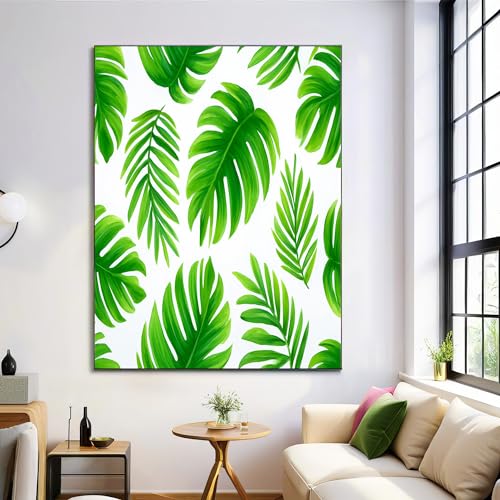 Cuadros estilo tropical minimalista sin marco con hojas en acuarela, 70x100 cm